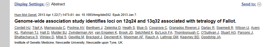 POLIMORFISMI COME FATTORI DI RISCHIO Studi di associazione condotti analizzando il genoma di famiglie con anomalie cardiache congenite non sindromiche, hanno dimostrato come la presenza di alcuni SNP