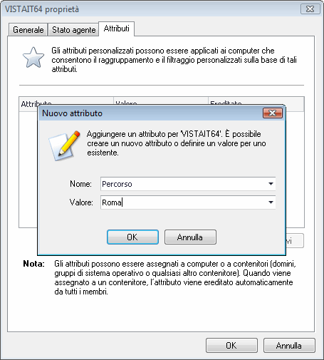 Schermata 14: Assegnazione attributi: Computer singolo 3. Dalla finestra di dialogo Proprietà, scheda > Attributi, fare clic su Aggiungi. 4.