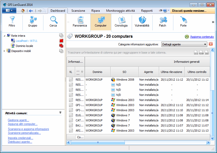 4.7.2 Visualizzazione Computer Schermata 19: Analisi risultati per computer Per raggruppare i risultati di controllo in base al computer, selezionare questa visualizzazione.