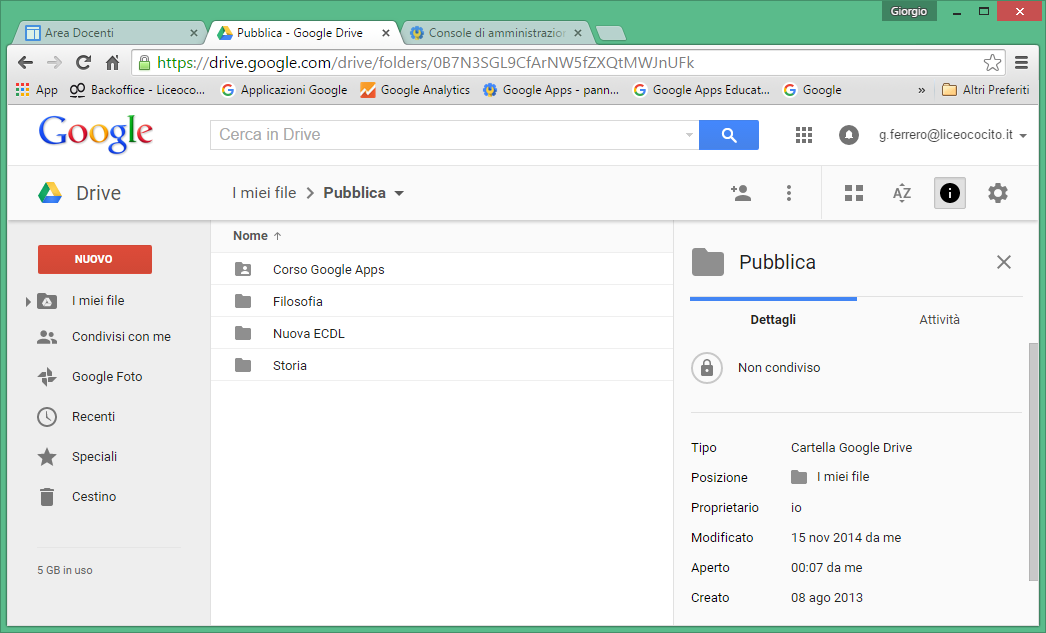 5. Cliccando su Google Drive, si accede a questo punto al proprio