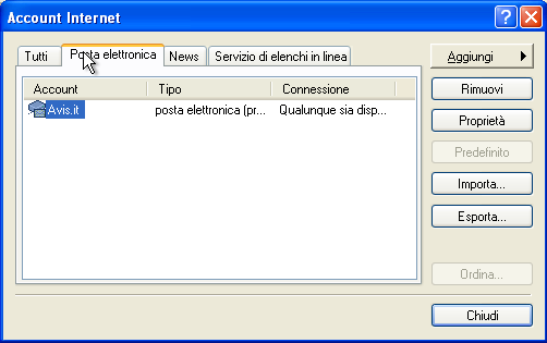 OUTLOOK EXPRESS Dal menù strumenti cliccare su account A questo punto fare doppio click sulla