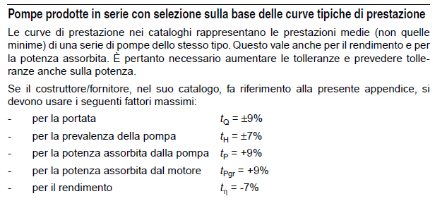 Criteri di scelta Le tolleranze di portata e