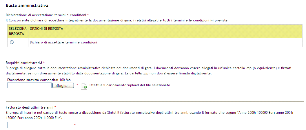 Una volta trovata la gara di interesse è possibile accedervi tramite il link Dettaglio, che consente all utente di visualizzare il menu interno e tutte le informazioni della procedura.