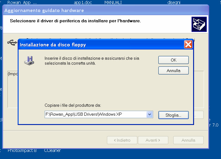 sotto-directory Windows Xp. Il file da selezionare si chiama RowanUsbCdc-Xp.inf, confermate con OK, poi premete Avanti.