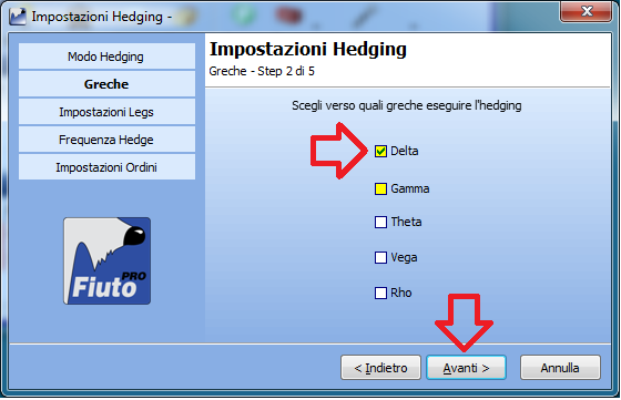 La prossima finestra ad aprirsi è quella denominata Greche.