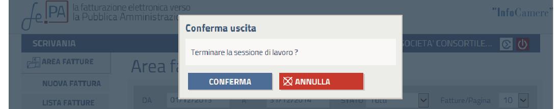 Logout Per uscire dal servizio sarà necessario selezionare il tasto rosso posto all interno della barra blu in alto a destra.