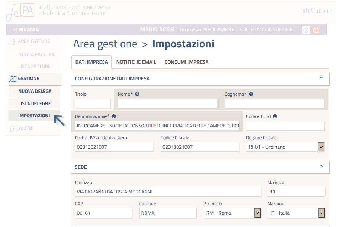 Impostazioni Selezionando il bottone Impostazioni dal menù a sinistra si apre una nuova pagina composta da tre livelli (Tab) indicati da altrettante linguette in alto.