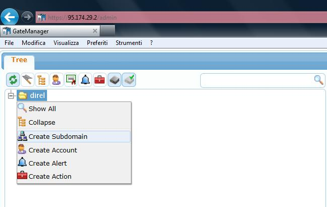 Nella schermata di Login selezionare il file di Amministratore (File xxx.gmc) ricevuto via e-mail e inserire la password, che corrisponde al nome del file (senza estensione.gmc). Premere il tasto Login per accedere alla console.