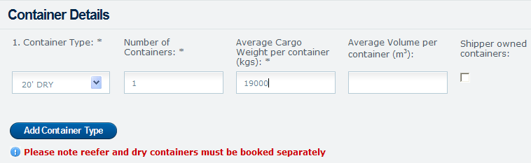 CLICCARE ADD CONTAINER TYPE
