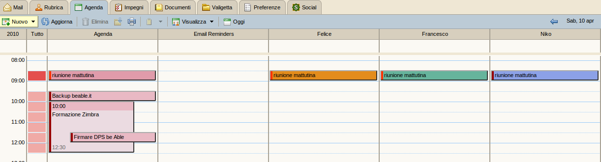 Illustrazione 109: Agenda Visualizzazione pianificazione È possibile scegliere qualsiasi calendario, per creare nuovi appuntamenti o per verificarne i dettagli.