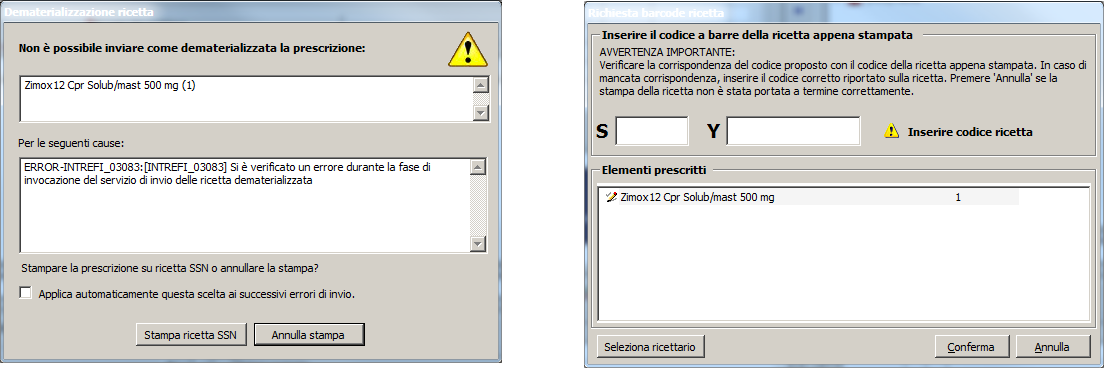 Facendo clic sul pulsante Stampa ricetta SSN viene comunque garantita la stampa della ricettario SSN secondo la transazione prevista per il precedente add on ACN2009.