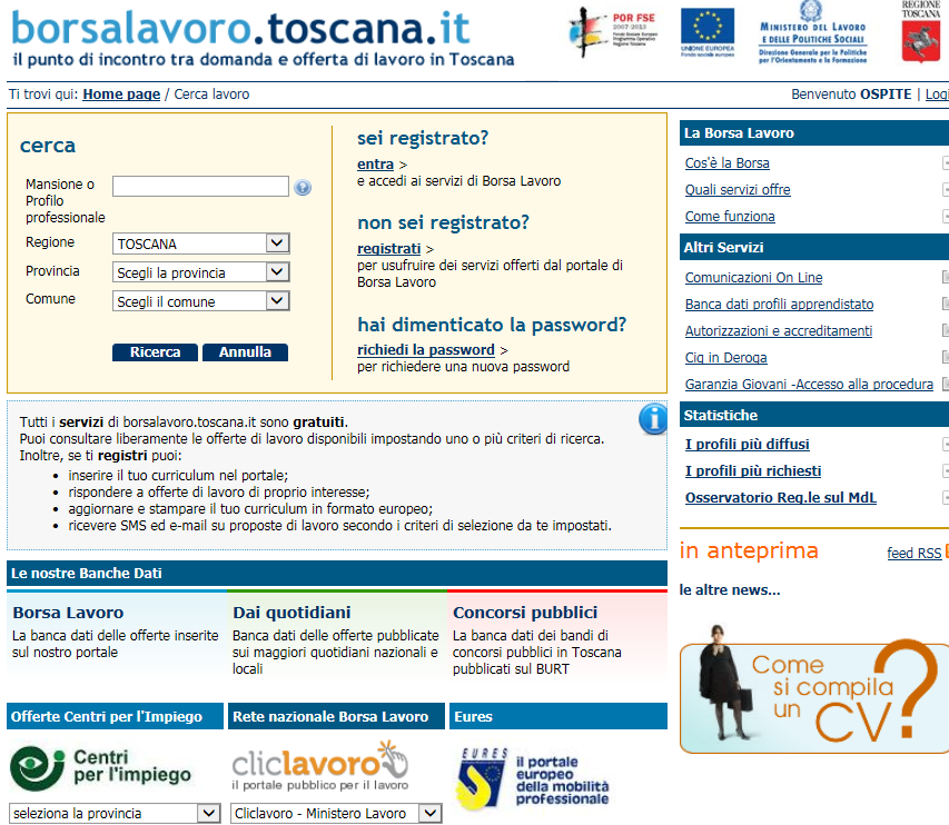 Le modalità di consultazione dei siti regionali sono le stesse che vengono utilizzate per il sito del Ministero cliclavoro.