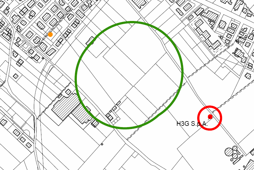 MONTECCHIO6 Si tratta di un area di ricerca per realizzare un nuovo impianto SRB di TELECOM in una zona compresa tra Viale Europa e via Callesella.