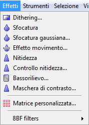 EFFETTI Per accedere agli effetti disponibili si deve usare il menu "Effetti". Gli effetti sono applicati a tutti i livelli selezionati.