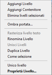 A - Gruppo di livelli B - Livello testo C - Livello selezionato D - Livello invisibile E - Aggiungi nuovo livello F - Aggiungi nuovo gruppo di livelli G - Elimina un livello o gruppo di livelli H -