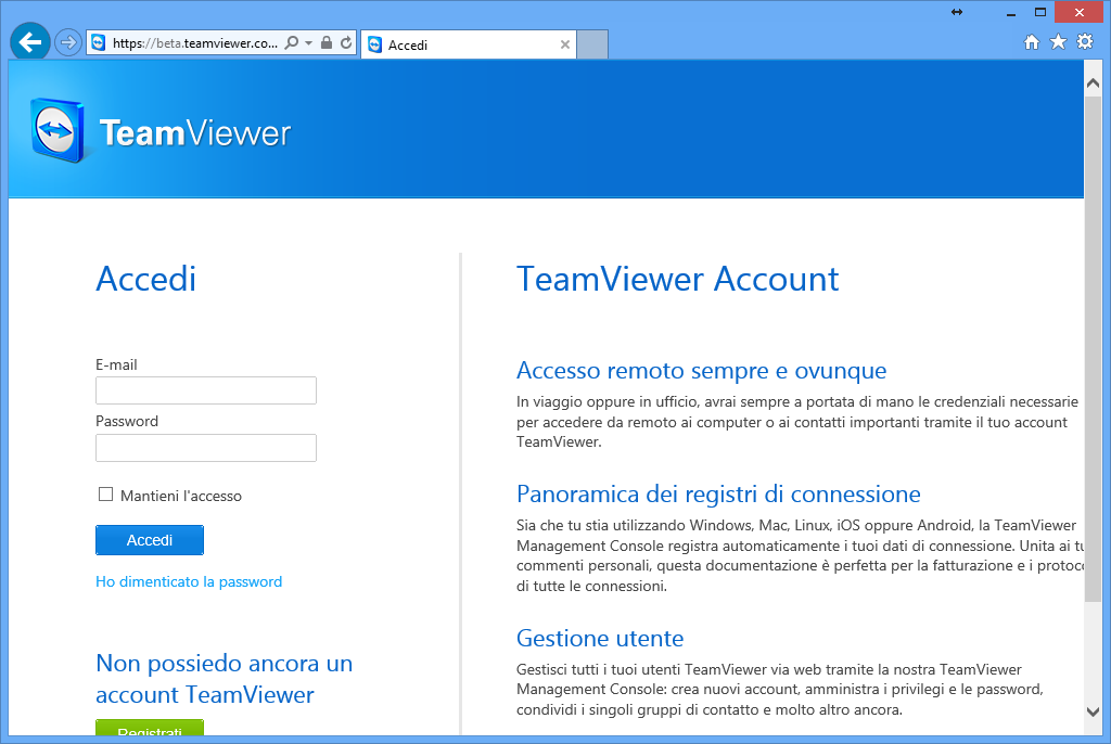 Computer & contatti Gestione dei contatti Il proprio account TeamViewer è stato configurato con successo.