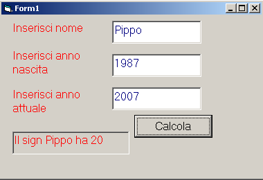 Esempio 3: Calcolo eta di una persona