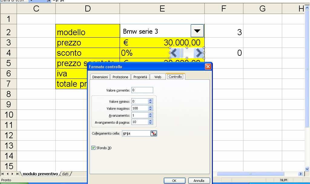 3. Inserisco una riga per calcolare il prezzo scontato, poi inserisco la formula per calcolare l iva al 20% in base al