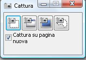 Utilizzare lo strumento Cattura Schermate (macchina fotografica) La barra per la cattura dello schermo permette di catturare qualsiasi immagine da qualsiasi applicazione direttamente nel software