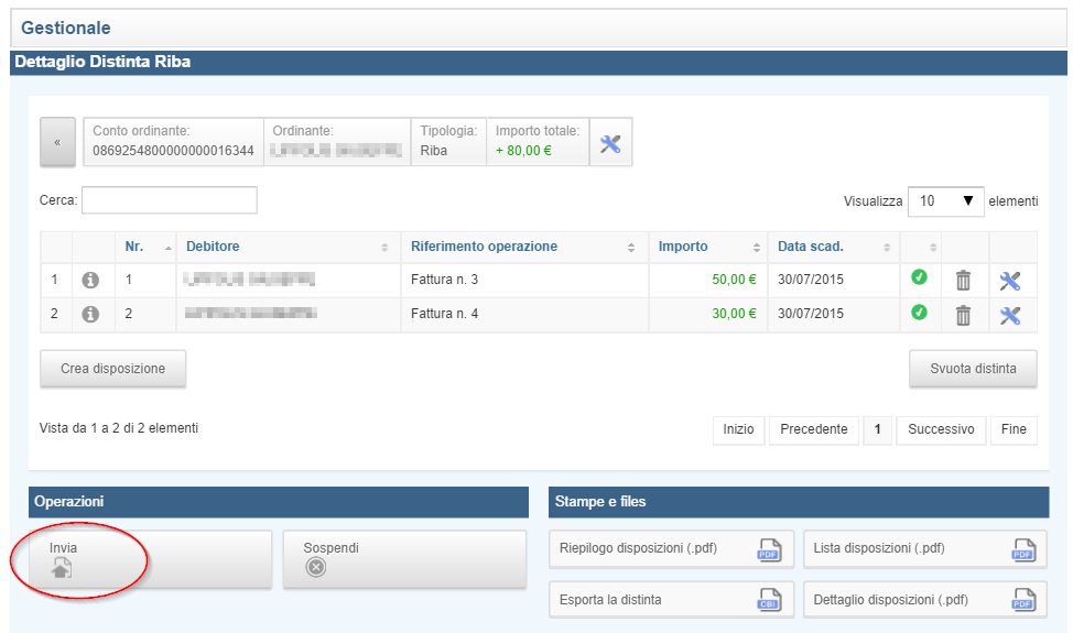 Se non vi sono più errori, è possibile inviare la distinta cliccando sulla voce INVIA ; verrà richiesto l inserimento dello strumento di sicurezza per effettuare le disposizioni (c.d. TOKEN).