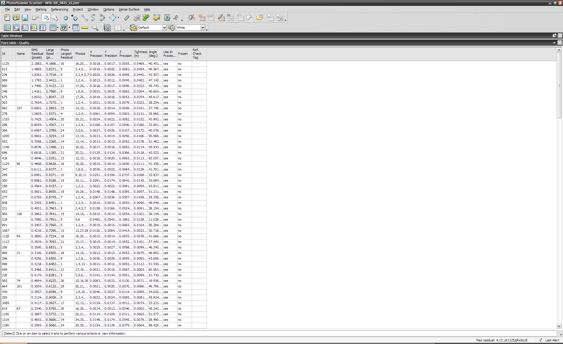 Elaborazione con Photomodeler Scanner Il procedimento: - esportazione a tabella di solo testo delle coordinate - importazione in un File Geodatabase di ArcGIS -