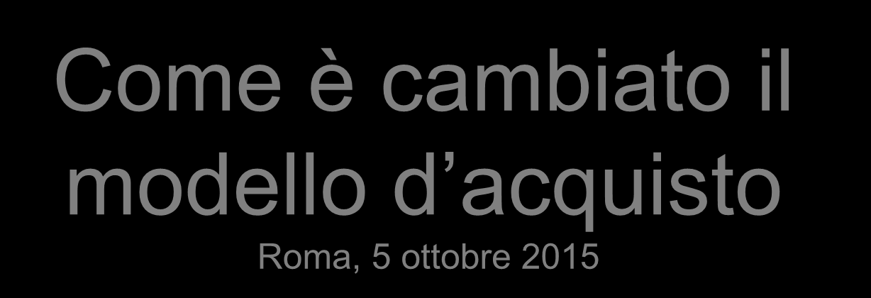 Come è cambiato il modello d acquisto Roma, 5 ottobre 2015 Riccardo Vitelli