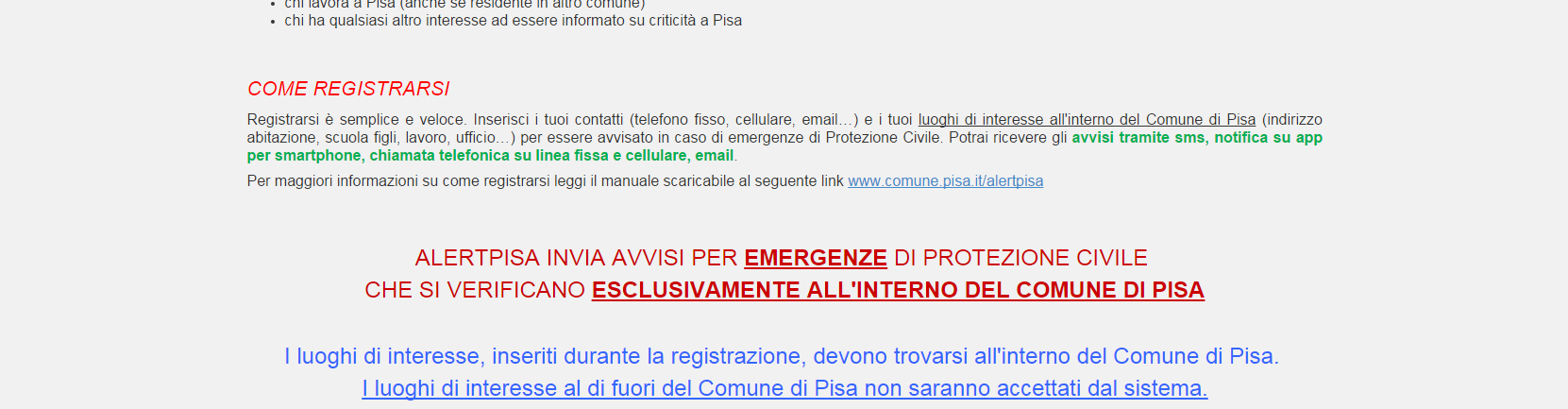 pagina 2 Passo 1- Accedere alla pagina web AlertPisa Per procedere alla registrazione al servizio accedere alla pagina web: http://www.comune.pisa.