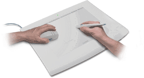 25 28 nov 2011 Strumenti di puntamento:tavoletta grafica La tavoletta grafica: è simile al touchpad, solo che si adopera uno stilo a forma di penna, con il quale si possono eseguire comandi e