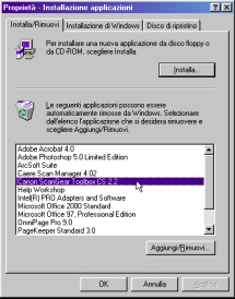 Disinstallazione Disinstallazione dal menu di avvio Fare clic sul pulsante [Start] della barra delle applicazioni di Windows, quindi selezionare [Programmi], [Canon ScanGear Toolbox CS 2.