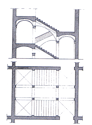 In una fase di lavorazione successiva si riportano i gradini al rustico, di norma realizzati in cls misto ad inerti fini, oppure mattoni o scarti di cantiere.