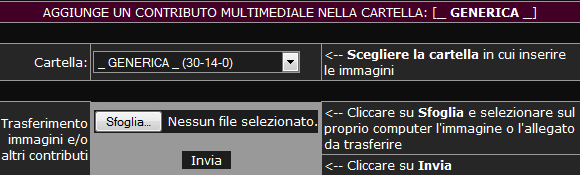 Pagina 8 Singola immagine 1 Cliccare su, compare 2 Scegliere la Cartella in cui inserire i contributi 3 Cliccare su Sfoglia, si apre una finestra