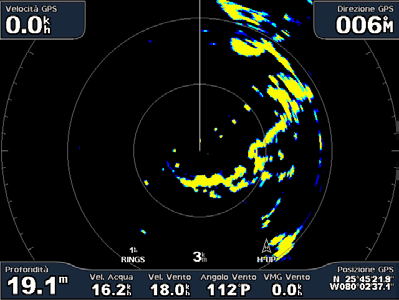 Utilizzo del radar Utilizzo della modalità crociera Crociera è la modalità di funzionamento standard del radar.