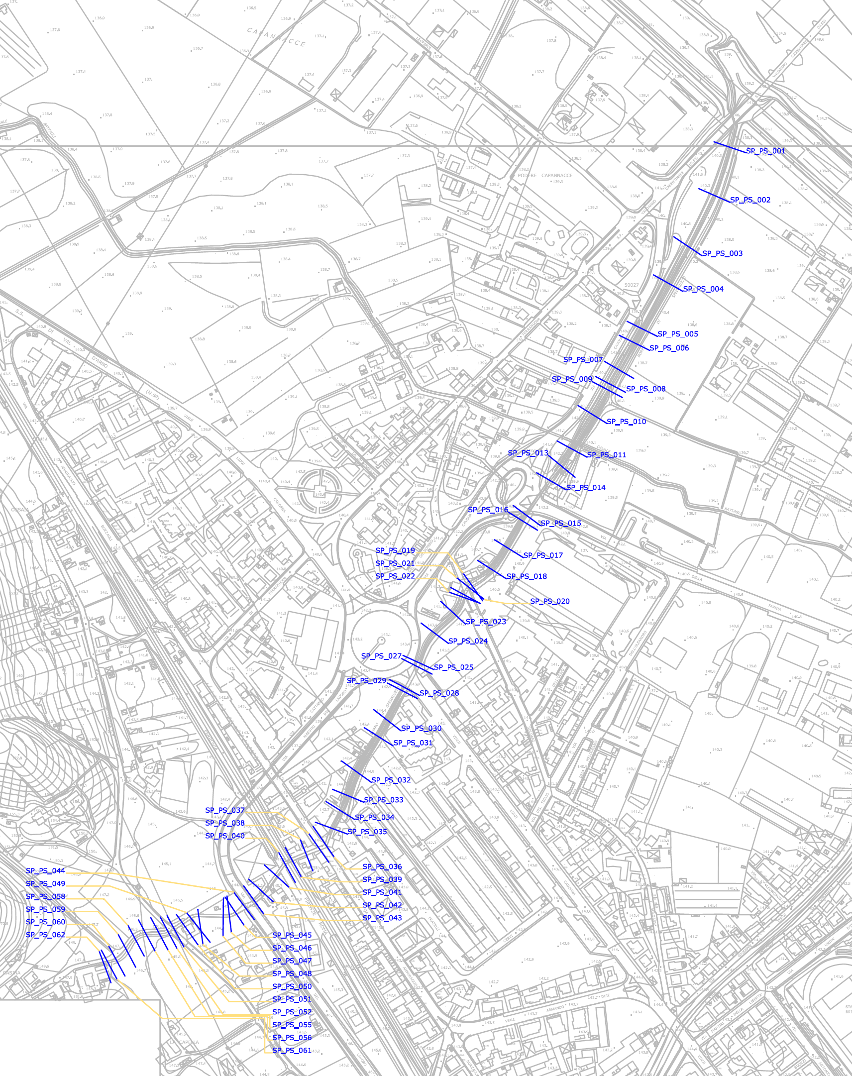 4. studio idraulico dello stato attuale immagine 10 - estratto cartografico Borro dello Spedaluzzo Borro dello Spedaluzzo Corso d'acqua Tipo scena rio Tipo di calcolo Tempo di ritorno Geometry Flow