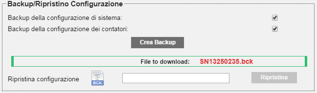 potrà essere effettuata solo se si ha diposizione un file di backup precedentemente creato 3.