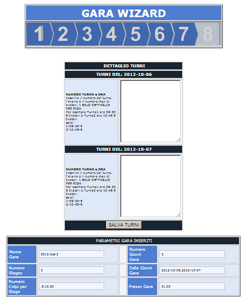 Dettaglio Turni Gara Inserire