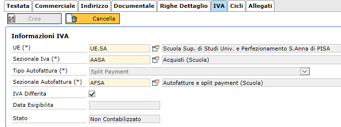 La fattura viene registrata per l ammontare di imponibile + Iva mentre il successivo ordinativo di pagamento verrà creato del solo imponibile. L operatività per la registrazione non cambia.