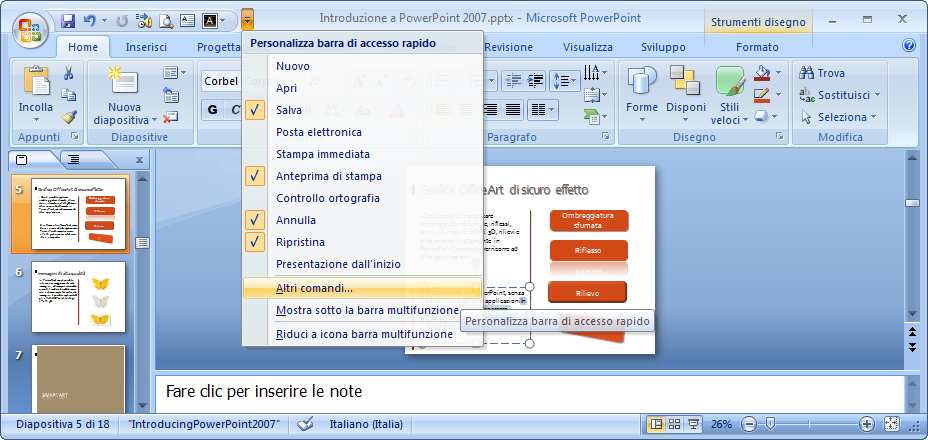 MODULO 6 - STRUMENTI DI PRESENTAZIONE 20 4. cliccare il pulsante Copia 5. selezionare la diapositiva in cui inserire il testo e posizionare il cursore all interno di essa 6.