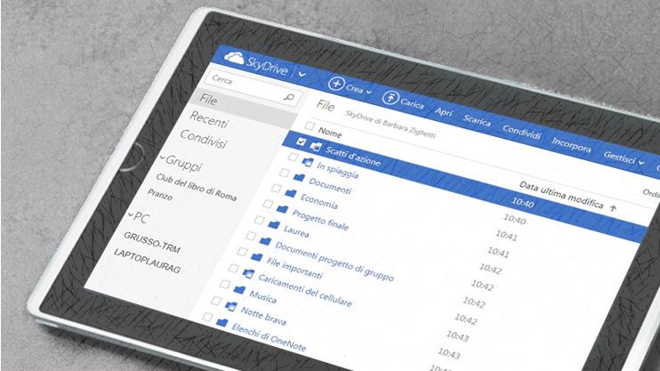 qualsiasi altro dispositivo con SkyDrive sul Web.