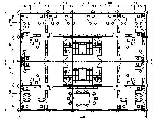 EDIFICIO CON CONTROVENTI ECCENTRICI DESCRIZIONE DELLA STRUTTURA: 1) Pianta rettangolare di dimensioni 31,00m X 24,00m; 2) Numero di piani pari a 9, con altezza di primo interpiano pari a 4,00m,