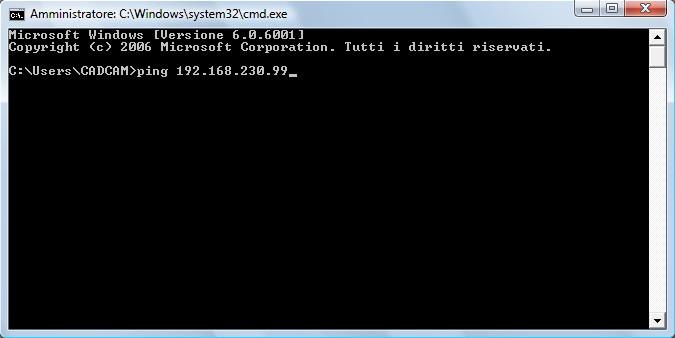 Sirona Dental Systems GmbH Windows Vista Test di connessione tramite il comando ping (Windows Vista) 2. Confermare con il tasto "Invio". Viene visualizzato il prompt dei comandi DOS.