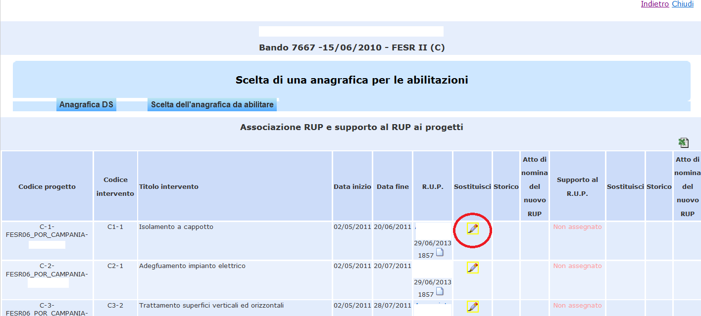 2.1 SOSTITUZIONE NOMINA RUP Qualora a seguito di dimensionamento scolastico o pensionamento del Dirigente Scolastico risulti necessario procedere alla sostituzione in piattaforma della nomina del