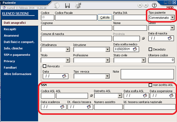 ANAGRAFICA PAZIENTI RIVISITAZIONE DATI ANAGRAFICI E stata completamente rivista la sezione Dati