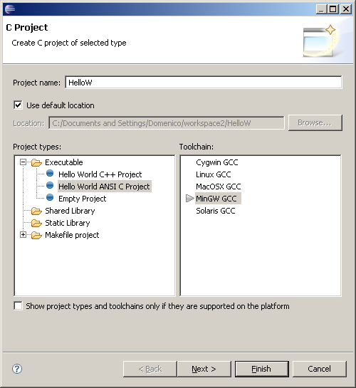 Creare un Progetto con Eclipse CDT Menù File New Sel.