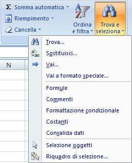 Trova e sostituisci Il comando Trova permette di ricercare un testo all interno del foglio di calcolo.