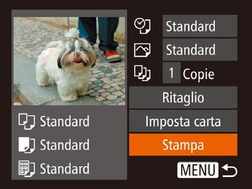 4 Connettere la stampante alla rete. Nel menu di impostazioni Wi-Fi della stampante, scegliere l'ssid (nome di identificazione della rete) visualizzato sulla fotocamera per stabilire una connessione.