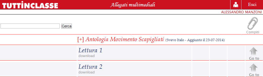 L icona Compiti indica che un docente ha assegnato dei compiti a casa all alunno. Cliccando sulla parola Download sarà possibile scaricarli e quindi svolgerli.