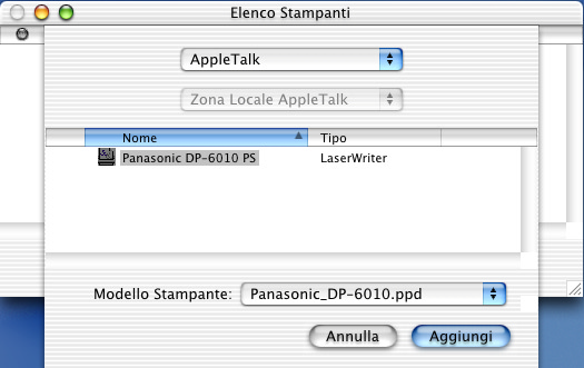 Installazione del driver della stampante Mac OS X Fare clic sul menu a discesa Modello stampante e 4 scegliere