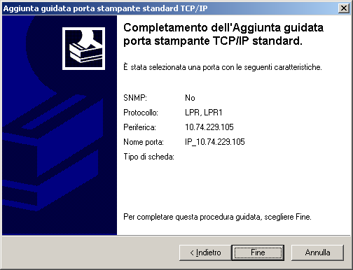 Installazione del monitor LPR (Line Printer Remote) Windows 2000/XP 1. Nella sezione relativa al protocollo, selezionare 7 LPR. 2. Nella sezione relativa alle impostazioni LPR, immettere il Nome coda (es.