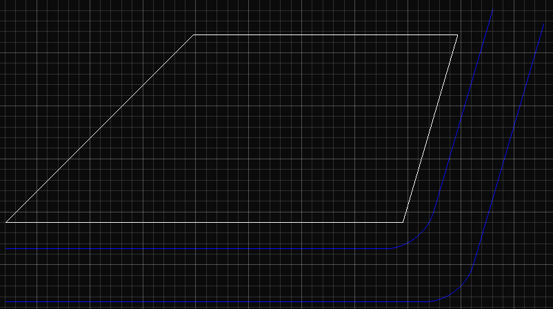 Ora possiamo cambiare colore al lato sinistro della strada e copiare i due lati (orizzontale e obliquo) a una distanza di 10 m con il comando offset.