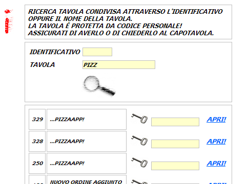 13 Ricerca di un ordine con codice di accesso valorizzato Inserendo il codice di accesso e cliccando sul pulsante APRI! il sistema permetterà l accesso all ordine ricercato (vedi figura 9).